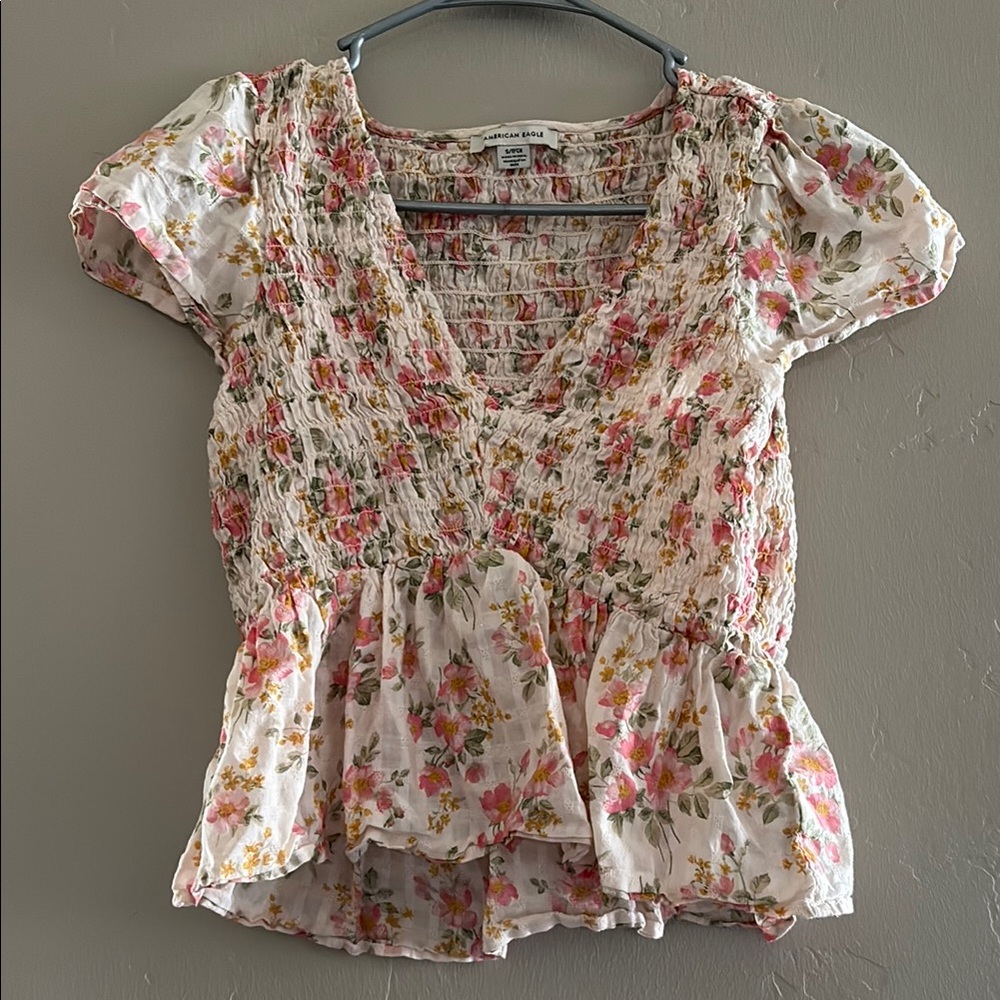 Floral Smocked Peplum Top